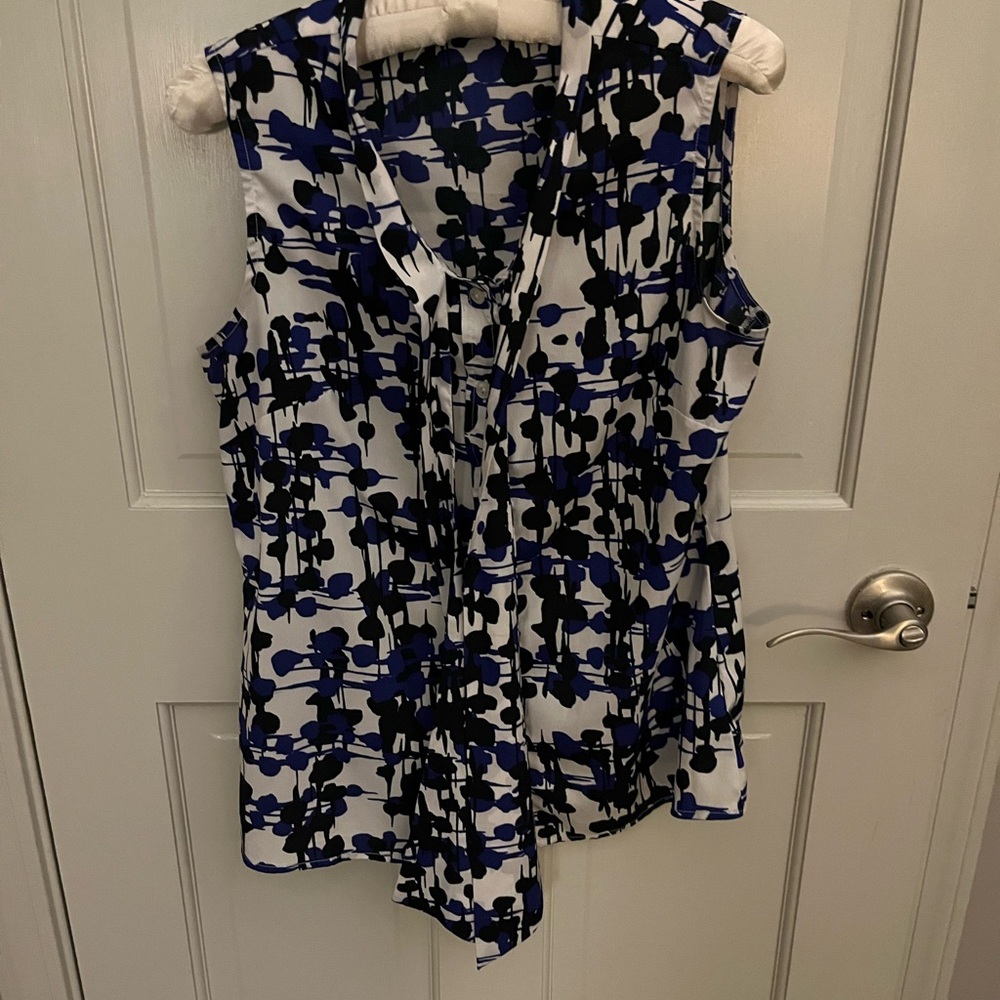 Banana Republic Blue and Black Abstract Blouse